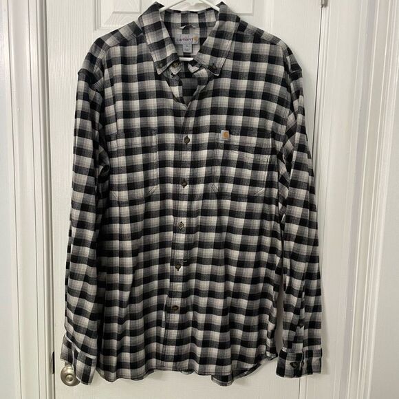 Carhartt Men’s Black & White Plaid Flannel Shirt – XL Relaxed Fit - Picture 1 of 8